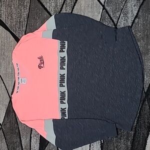 VS PINK 2016 CAMPUS FIT COLOR BLOCK LOGO SWEATSHIRT